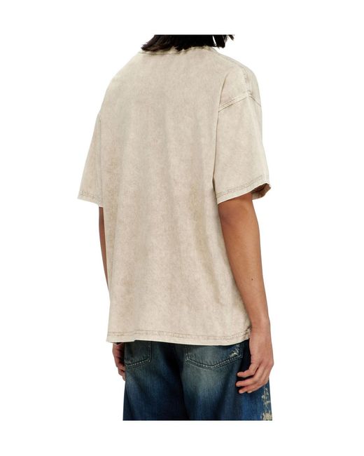 DIESEL White Logo-Patch Cotton T-Shirt for men