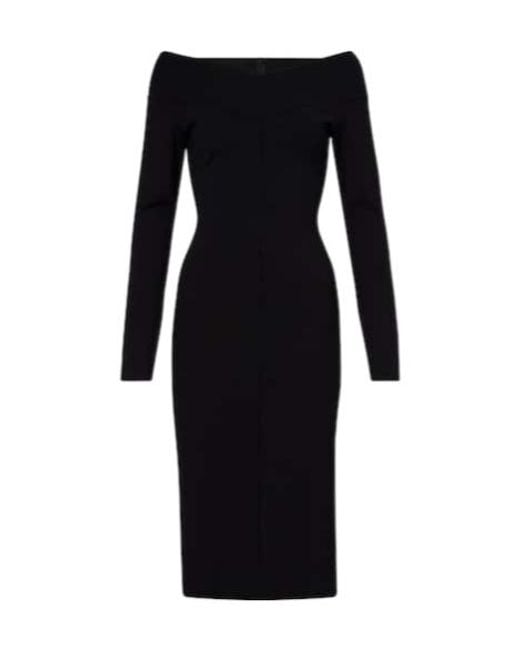 Stella McCartney Black Off-Shoulder Jersey Midi Dress