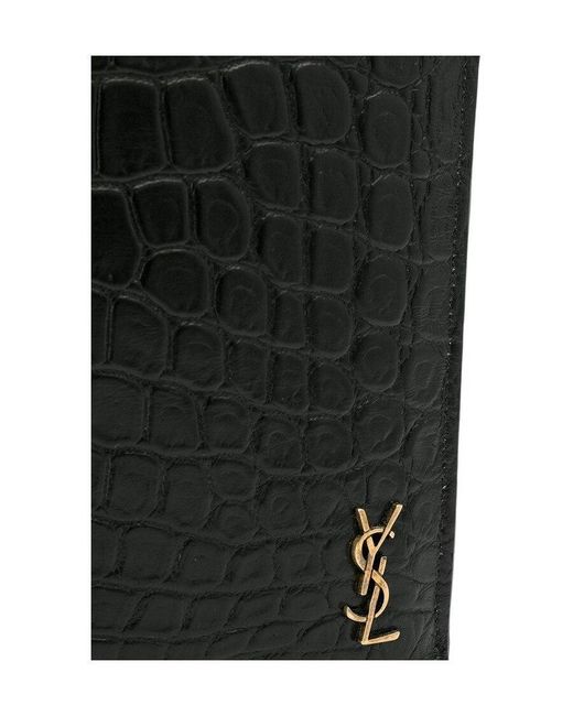 Saint Laurent Black Tiny Monogram Zippered Tablet Holder for men