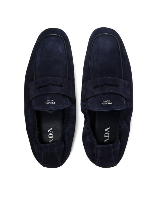 Prada Blue Solid Color Shuffle Loafer for men