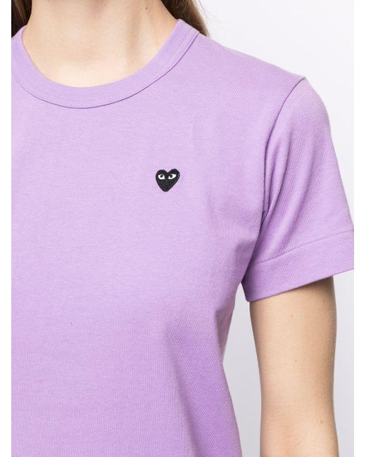 COMME DES GARÇONS PLAY Purple Embroidered-Logo Cotton T-Shirt