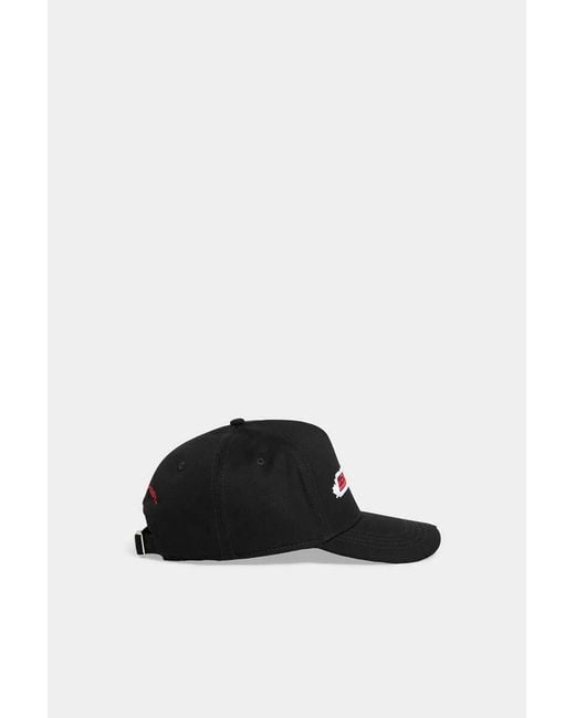 DSquared² Black Logo-Embroidered Distressed Baseball Cap for men