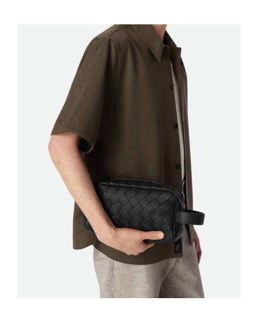 Bottega Veneta Black Intrecciato Travel Pouch for men