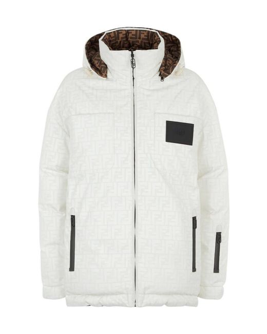 Fendi White Ff Motif Down Jacket