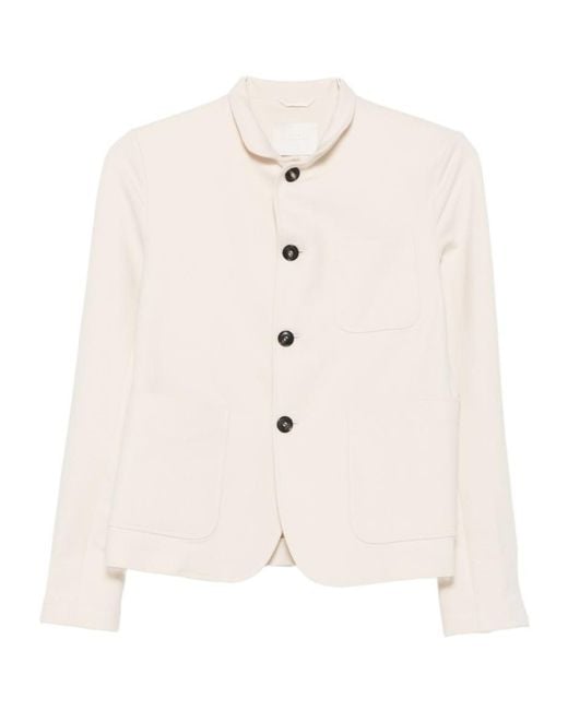 Circolo 1901 White Mandarin-Collar Patch-Pocket Jacket