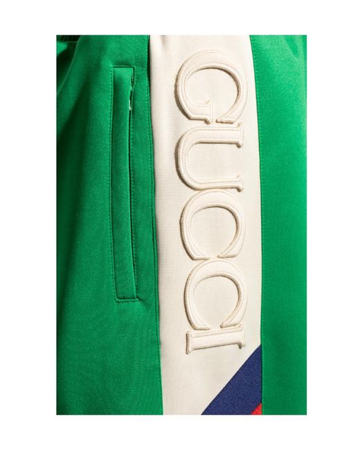 Gucci Green Side Stripe-Detail Shorts for men