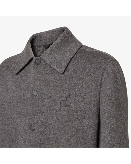 Fendi Gray Double Wool Jacket With Ff Detail for men