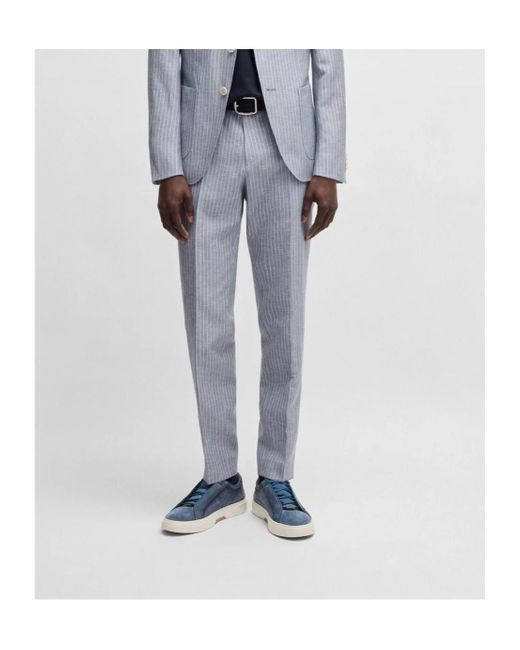 Boss Blue Gary Suede Low-Top Sneakers for men