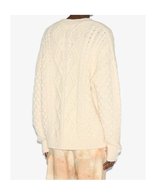 Isabel Marant White Harold Cable Knitted Sweater for men