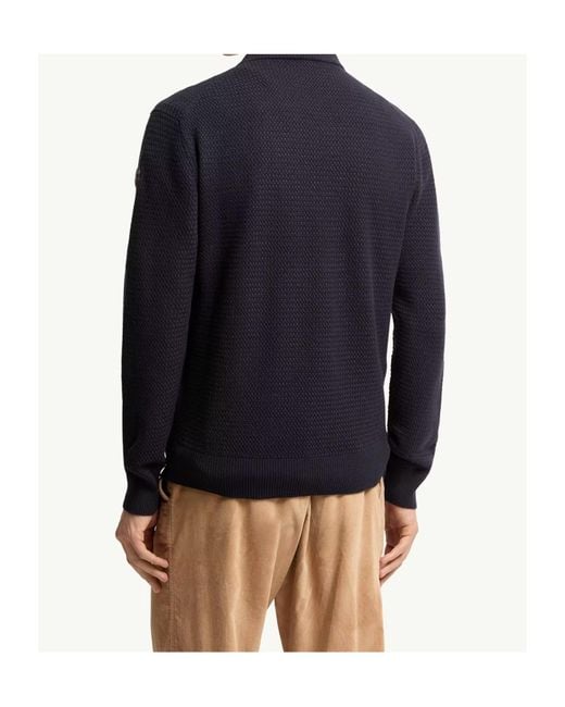 Moncler Blue Textured Cashmere Wool Sweater for men