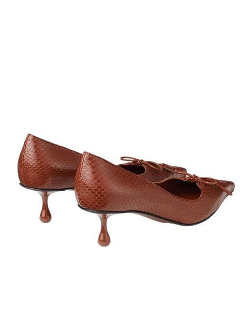 Jimmy Choo Brown 50Mm Scarlett Lace-Up Snakeskin-Effect Pumps