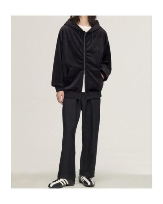 Y-3 Black Velvet Corduroy Zipper Hoodie for men
