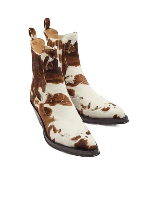Gabriela Hearst Brown Print Calf Hair Ankle Boots