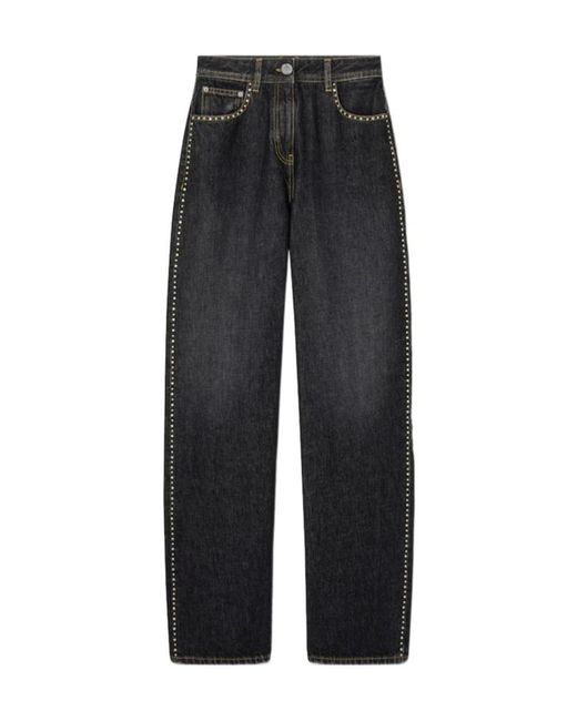 Versace Black High-Waisted Studded Wide-Leg Jeans