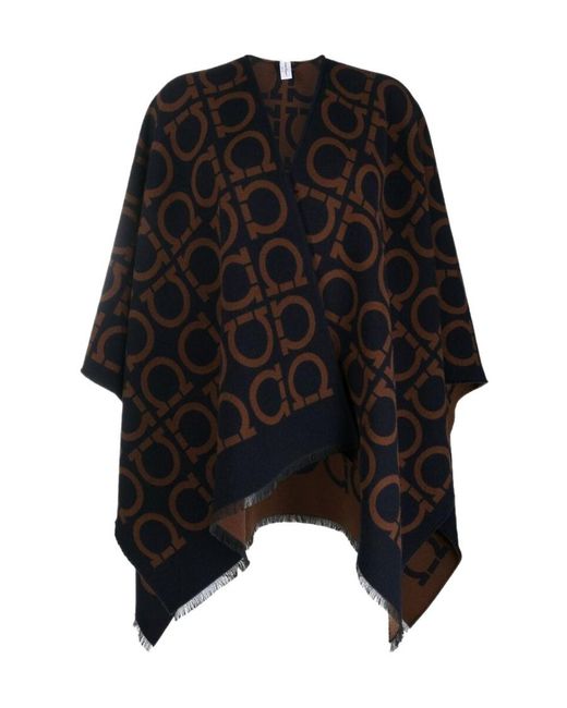 Ferragamo Black Logo Print Cloak