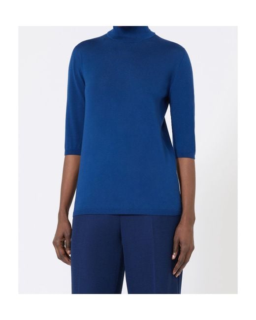 Max Mara Blue Turtleneck Sweater