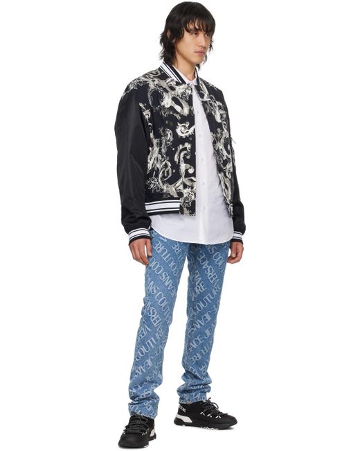 Versace Jeans White Couture Logo-Embroidered Button-Up Shirt for men