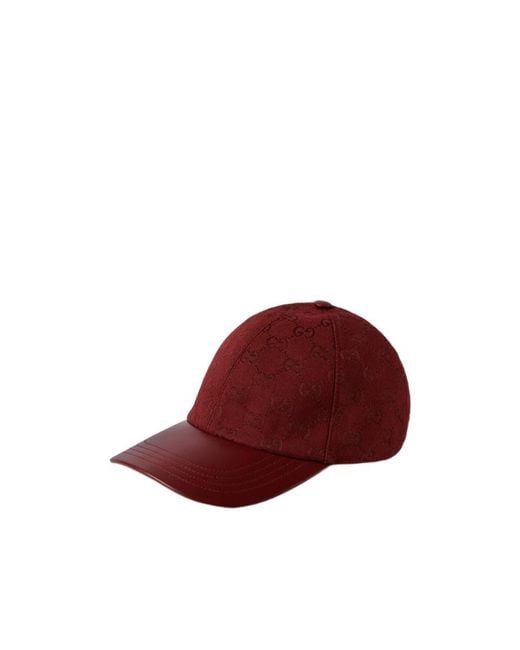 Gucci Red Gg Monogram Baseball Cap