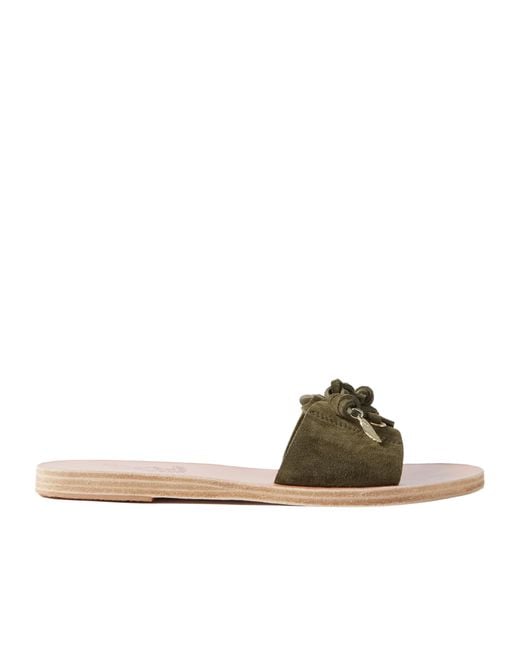Ancient Greek Sandals Brown Verina Lace-Up Suede Slides