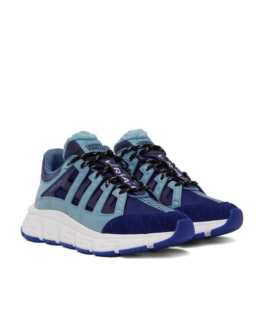 Versace Blue Trigreca Leather Sneakers for men