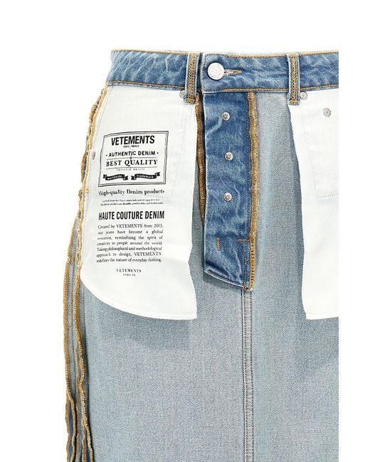 Vetements Blue Inside-Out Denim Midi Skirt
