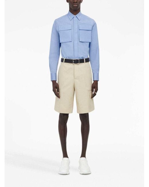McQueen Natural Mir-Rise Tailored Shorts for men
