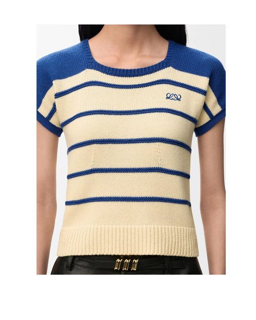 Loewe Blue Short-Sleeved Knitwear