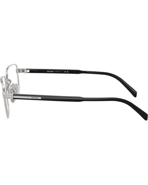 Prada Black Eyewear Rectangular Frame Glasses for men