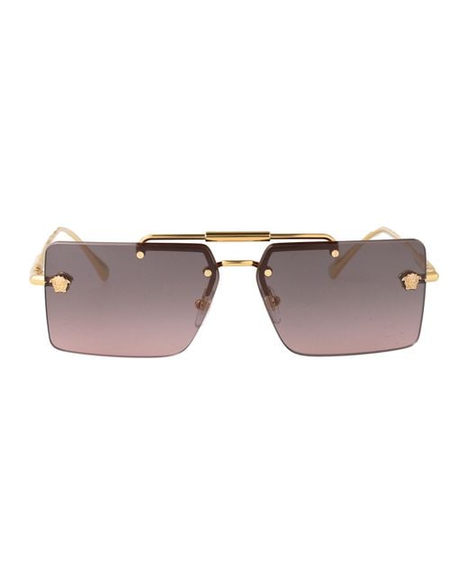 Versace Gray Rectangular Frame Sunglasses