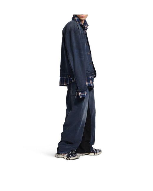 Balenciaga Blue Patched Shirt Jacket for men