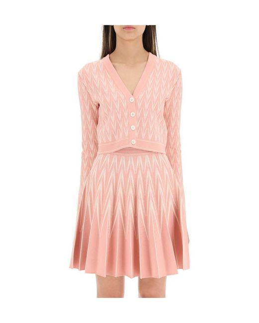 McQueen Pink Abstract Pattern Knitted Short Cardigan