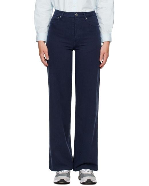 A.P.C. Blue Elisabeth Button Detailed Wide Leg Jeans