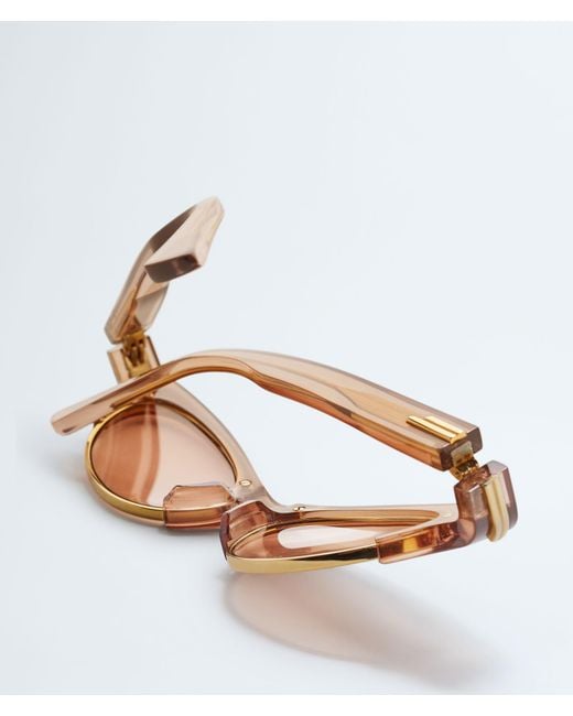 Bottega Veneta Brown Angle Cat Eye Sunglasses for men