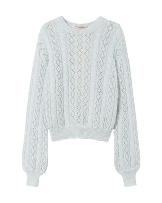 Twinset Blue Cable-Knit Jumper