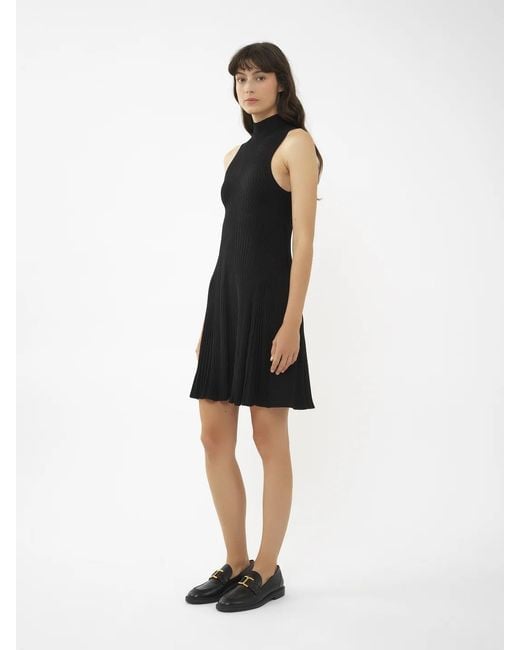 Chloé Black Small High-Neck Mini Wool Dress