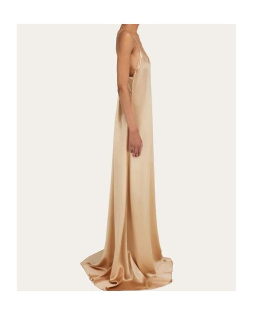 Ferragamo White V-Neck Maxi Dress