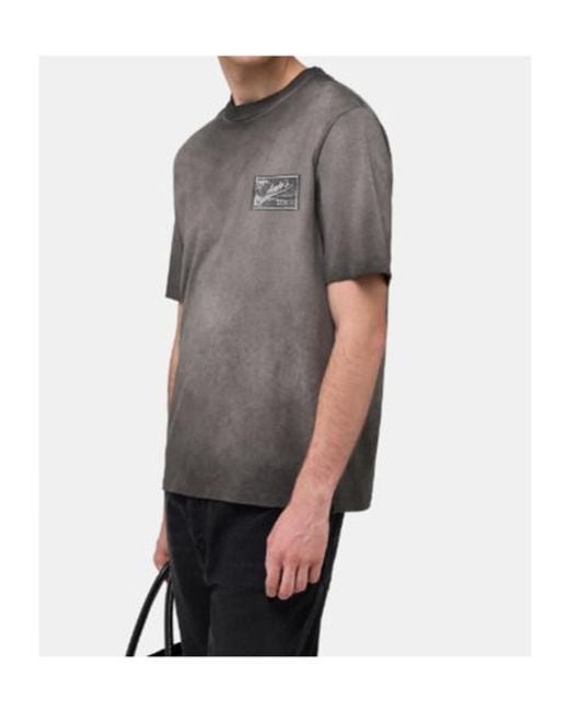 Amiri Gray Faded Logo-Patch Crewneck T-Shirt for men