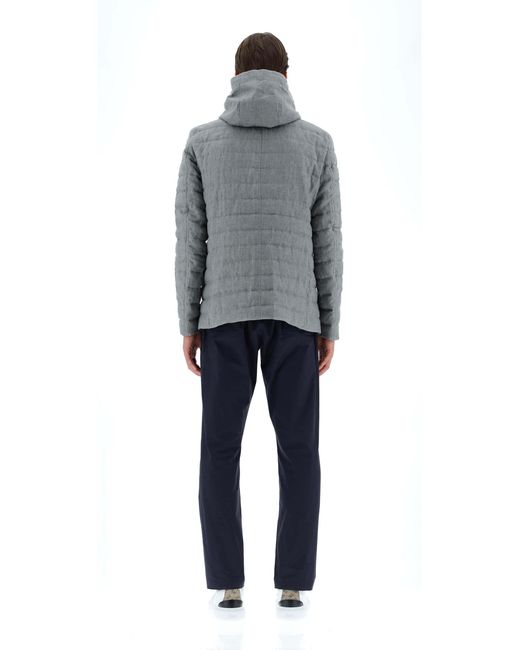 Herno Gray Hooded Quilted Coat for men