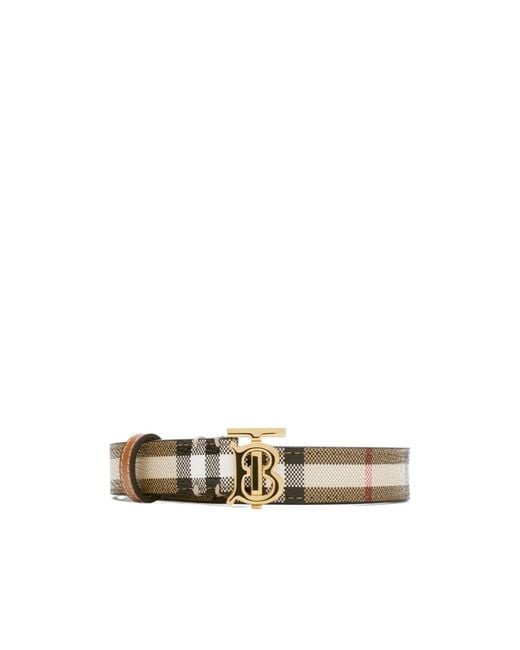Burberry White Thin Check Tb Belt