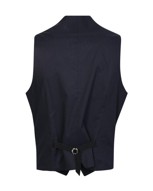 Tagliatore Blue Single-Breasted Panelled Waistcoat for men