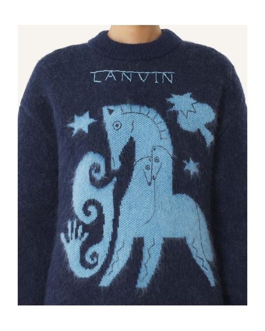 Lanvin Blue Horse Jacquard Jumper for men