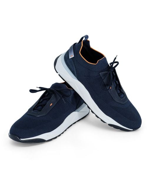 Santoni Blue Flin Slip-On Sneakers for men