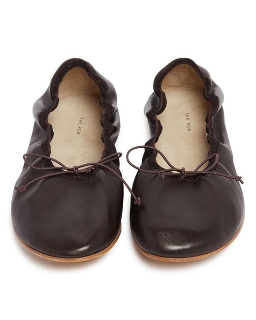 The Row Black Round-Toe Ballet Flats