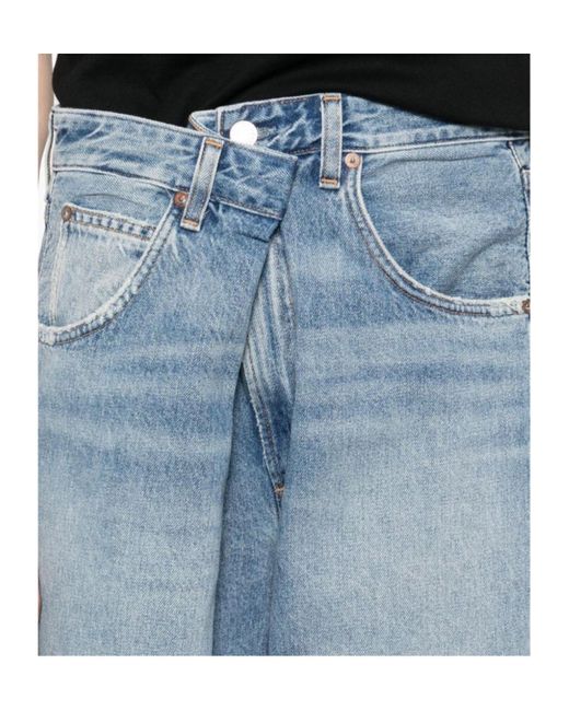 Agolde Blue Pleated Detail Denim Trousers