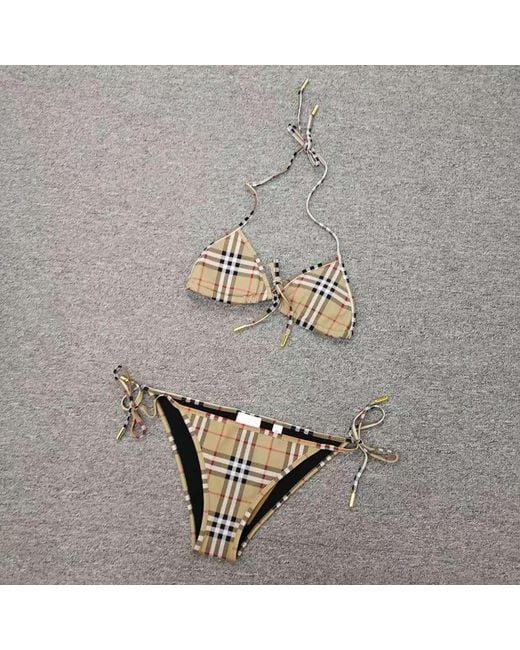 Burberry White Vintage Check Bikini Set
