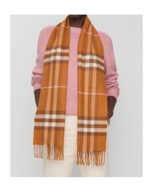 Burberry Brown Checked Fringed-Edge Scarf for men