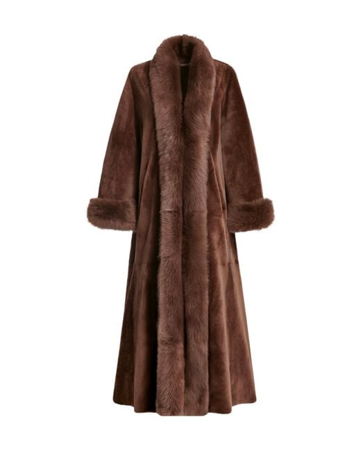 Nour Hammour Brown Sima Grand Shearling Coat