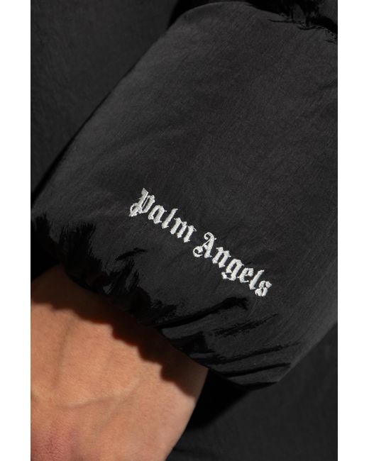 Palm Angels Black Logo-Embroidered Padded Jacket for men