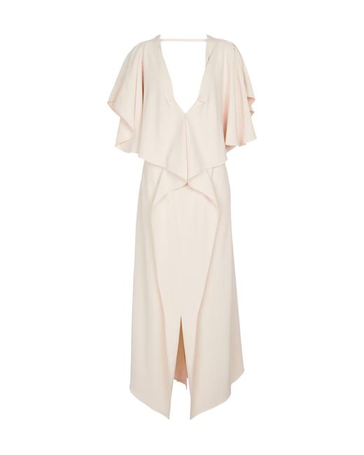 Roland Mouret Natural Frilly-Edged Strap Dress