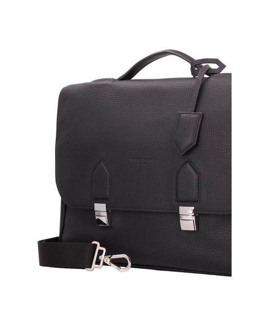 Longchamp Black Ulysse Leather Briefcase
